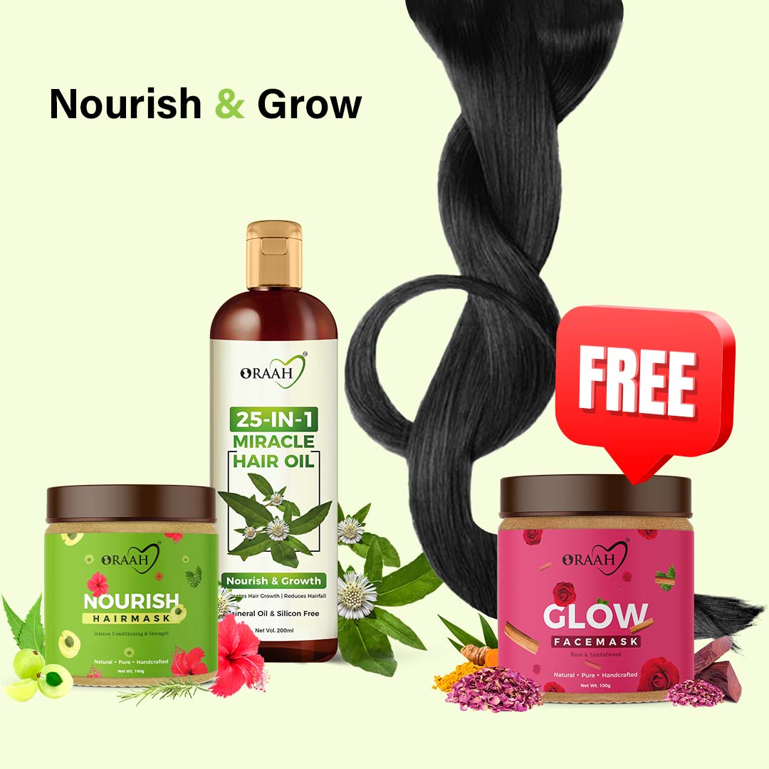 Nourish Your Hair & Glow! Buy Oraah Hair Care Kit + Get A Free Glow Face Mask