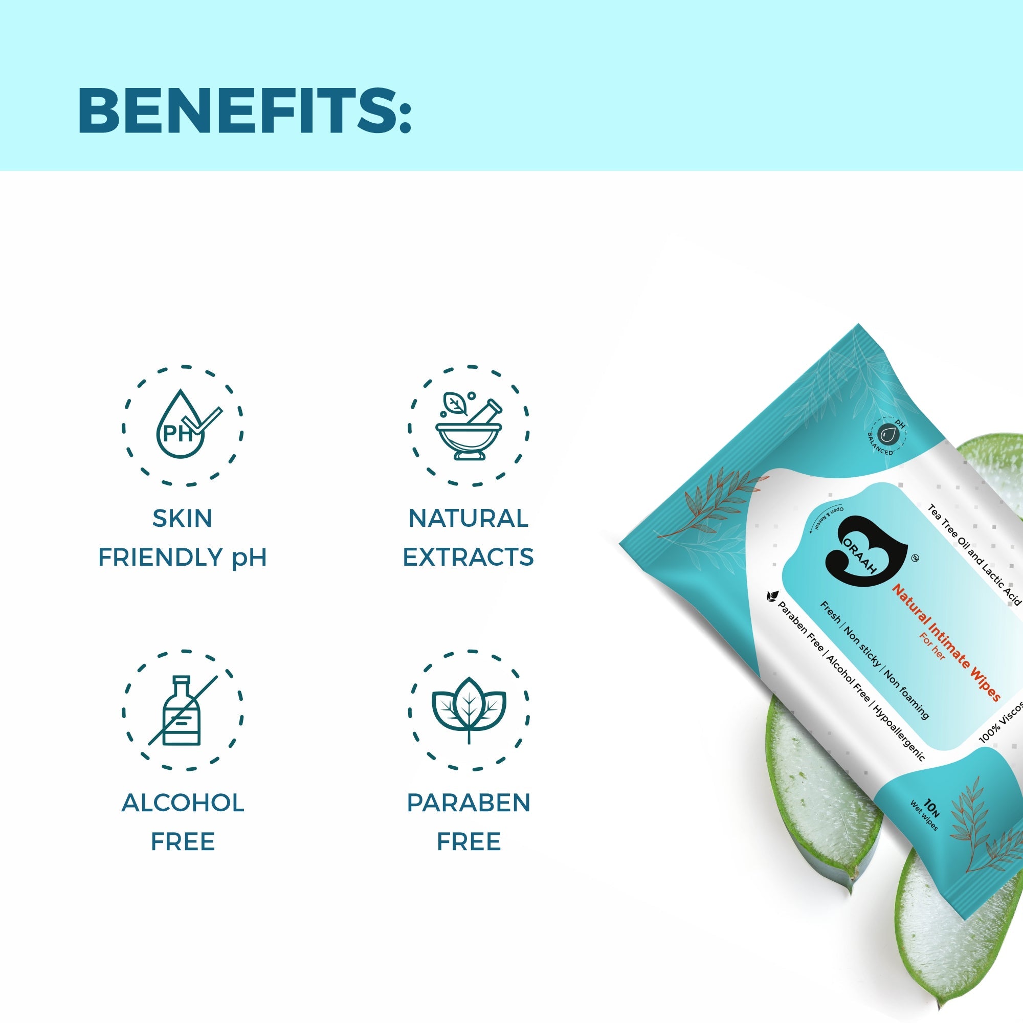 Suitable for sensitive skin and pH balanced - Oraah Intimate Wipes